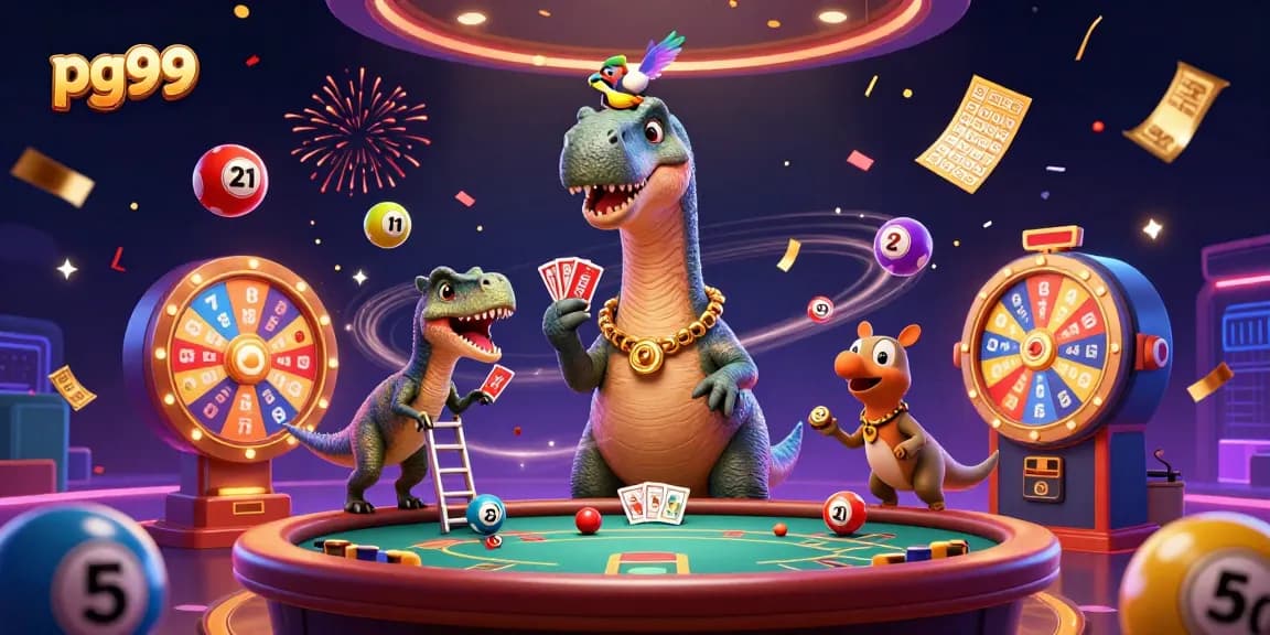 Join pg99 for exciting casino adventures as colorful balls bounce around in a vibrant setting.