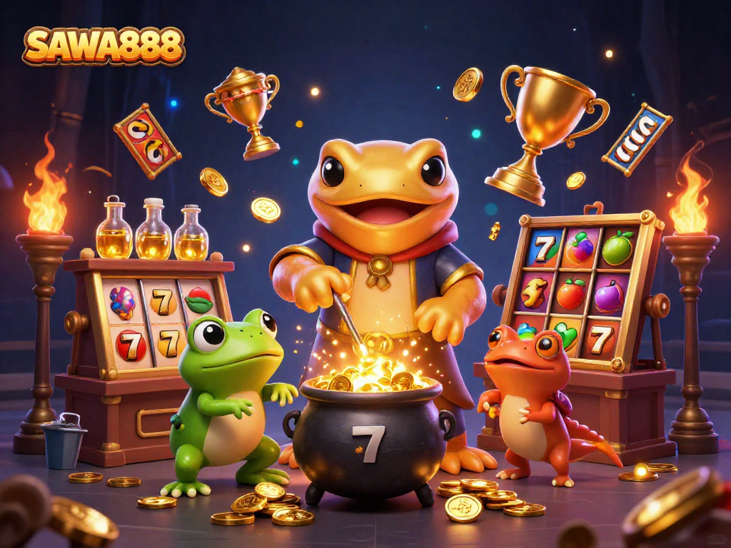 Experience thrilling gameplay with SAWA888 where magical gold coins and slot reels come to life!