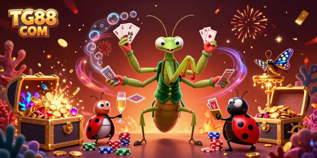 Engage in thrilling games at TG88 COM with vibrant fantasy characters amidst lively casino action.