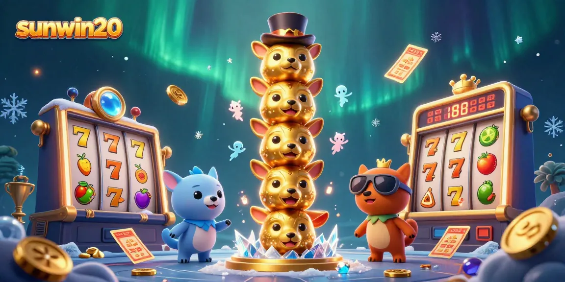 Engage with sunwin20's vibrant casino scene showcasing the golden totem pole and spinning slots.