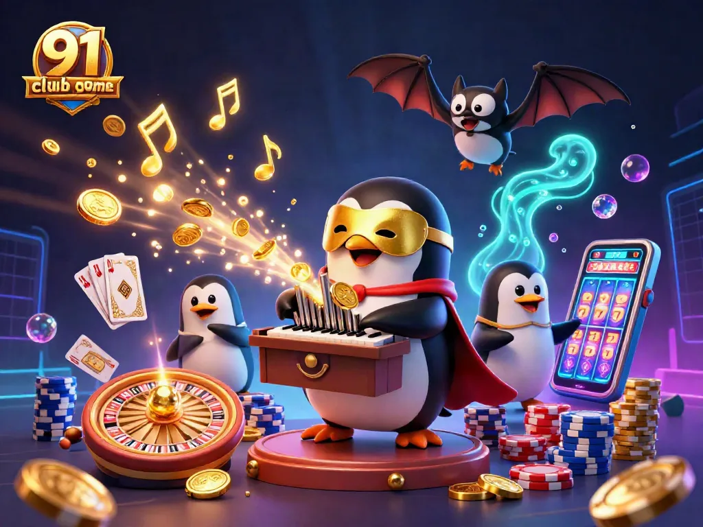 Engage with the 91 club game login on a thrilling casino scene with vibrant colors and dynamic elements.