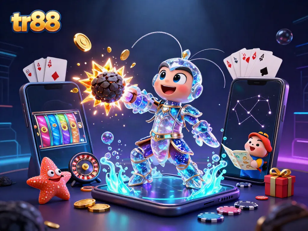 tr88 jackpot excitement with a galactic mantis shrimp bursting asteroids for coins and gems