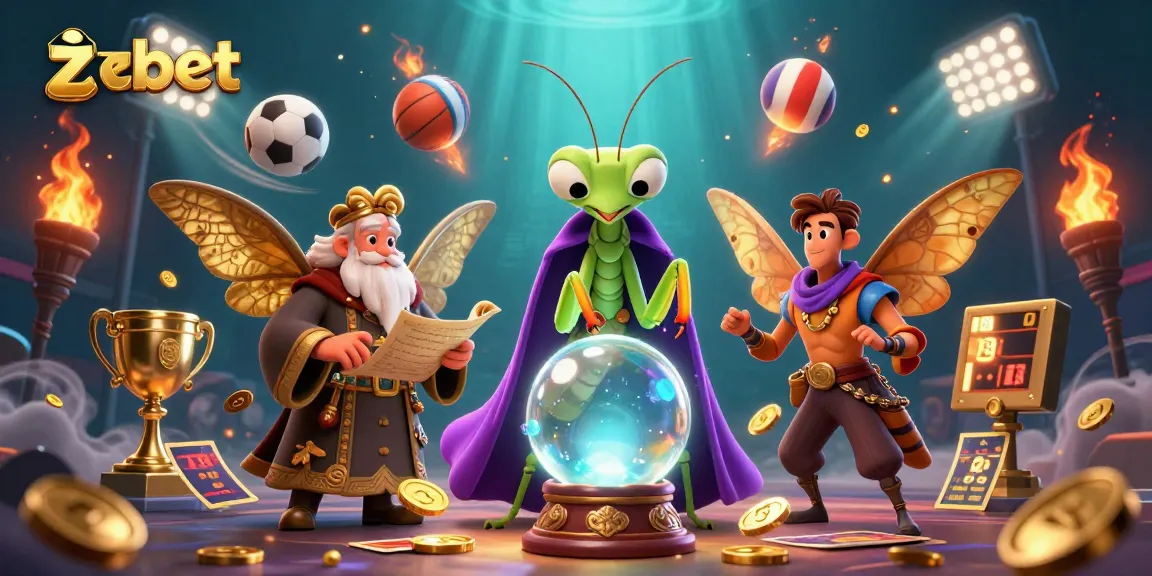 Experience winning with zbet as a fortune teller meets sports excitement in a vibrant 3D scene