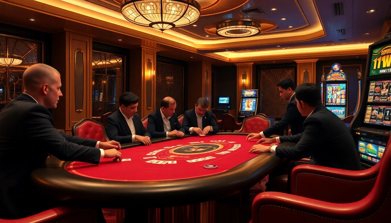 Experience high-stakes poker at https://11win12.com/ in a luxurious casino setting.