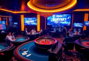 Experience thrilling gambling action at HAYBET with luxury casino tables and vibrant visuals.