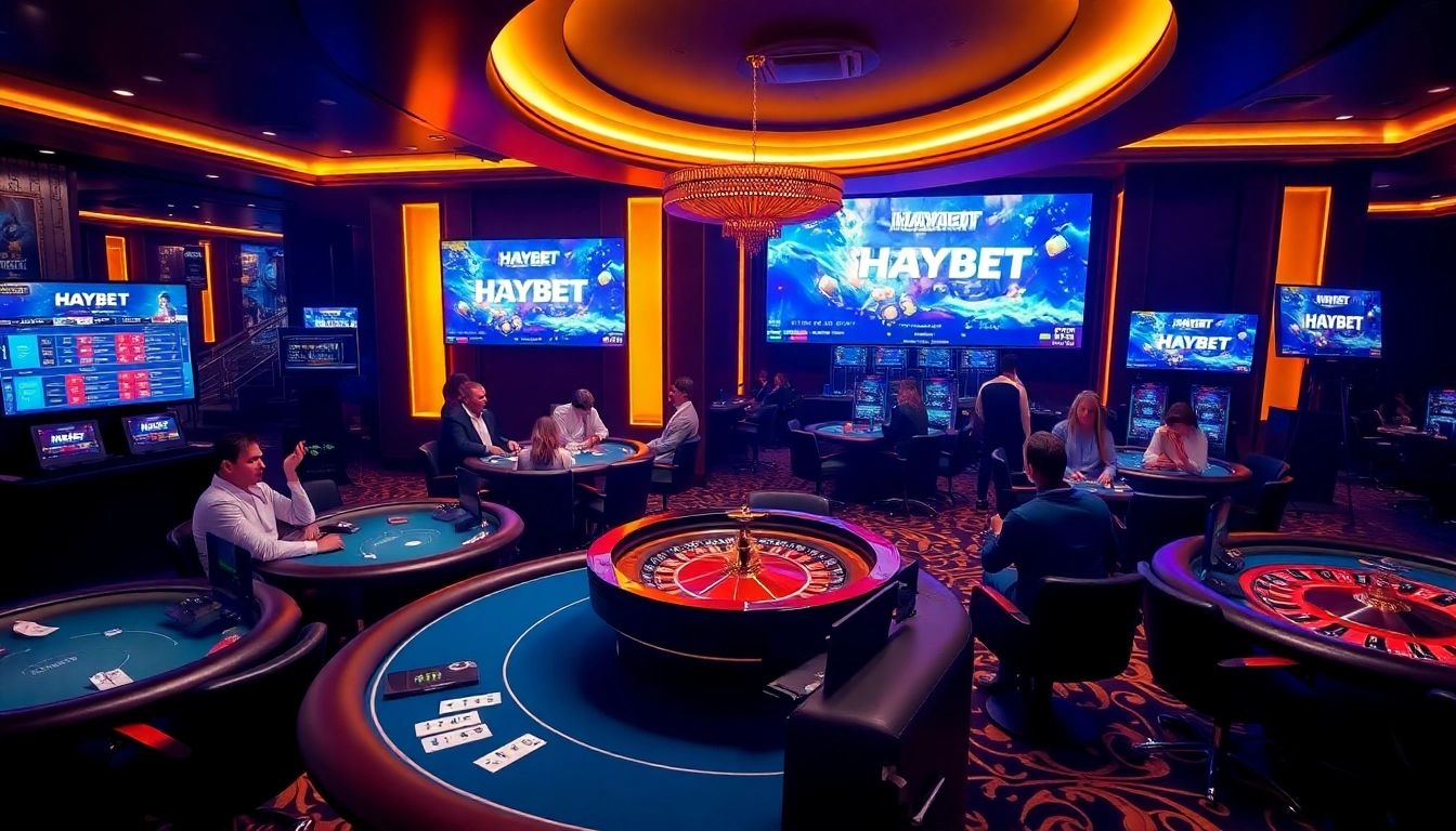 Experience thrilling gambling action at HAYBET with luxury casino tables and vibrant visuals.
