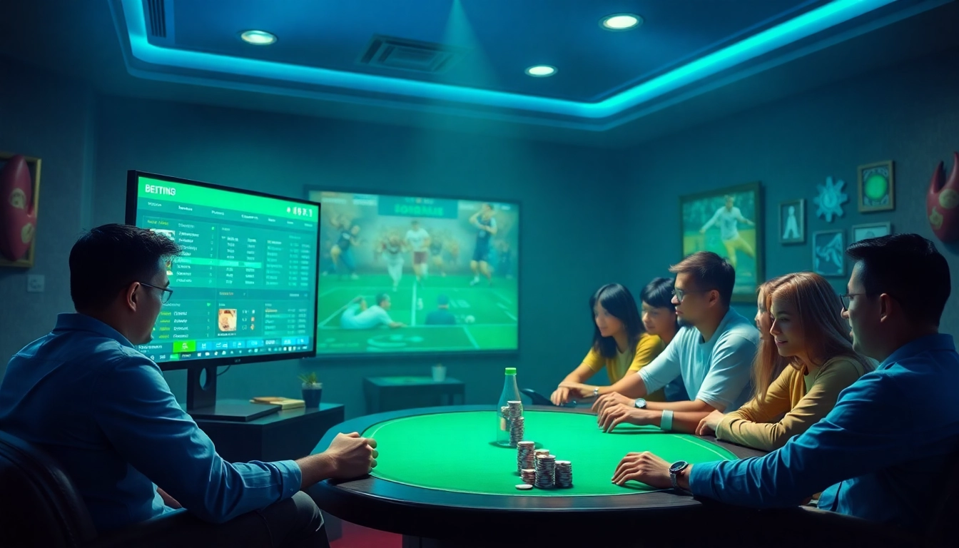Engaging online betting atmosphere at sbobet.dance with sports events and poker games.