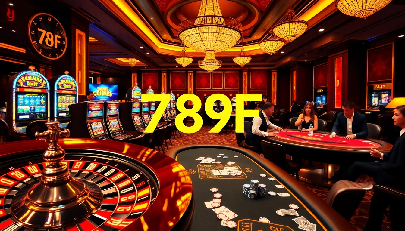 Casino excitement with players at the 789F tables, enjoying games and betting chips.