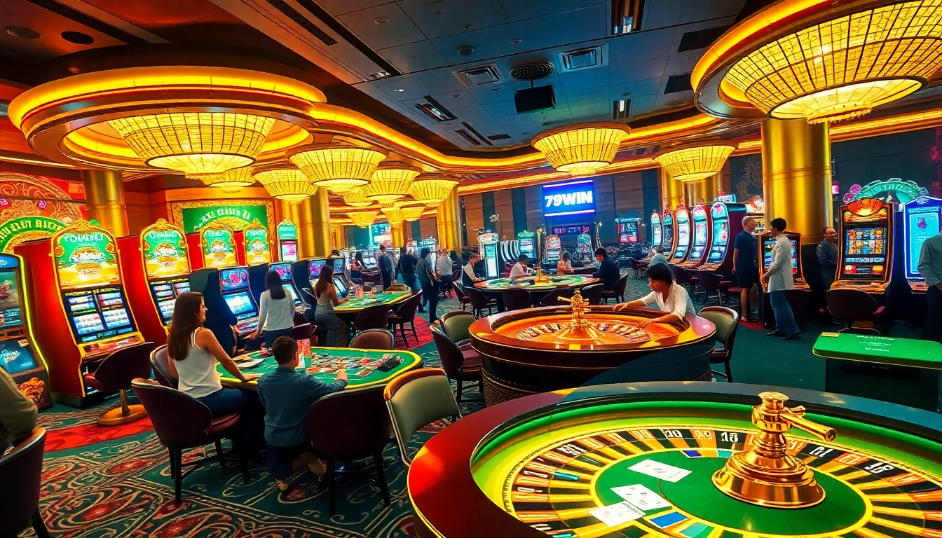Players enjoying thrilling games at 78WIN Casino, showcasing high-stakes action and excitement.