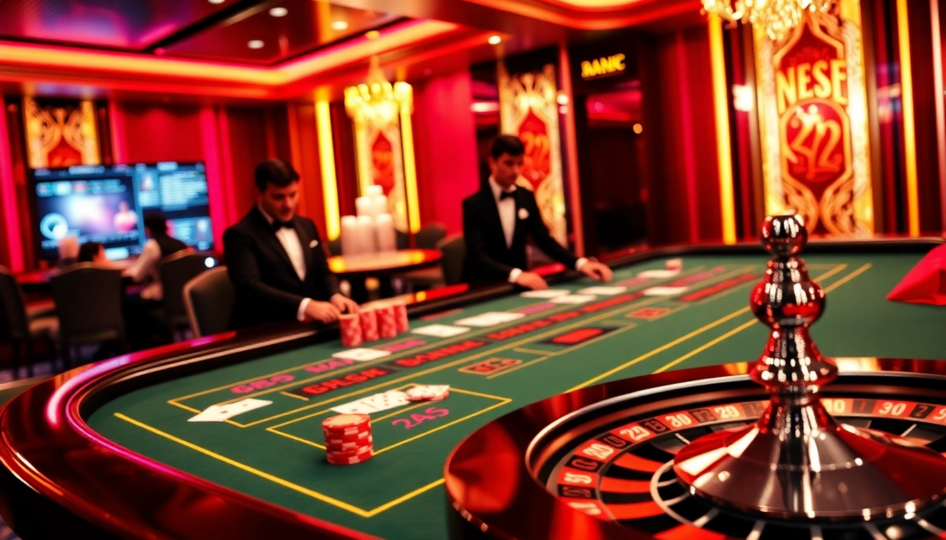 Experience high-stakes baccarat play at lv88 com's luxurious casino tables with vibrant chips and cards.