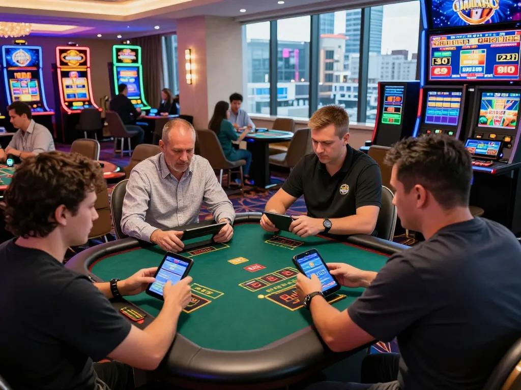 Players enjoying varied casino games at xin88, showcasing a vibrant online gambling atmosphere.