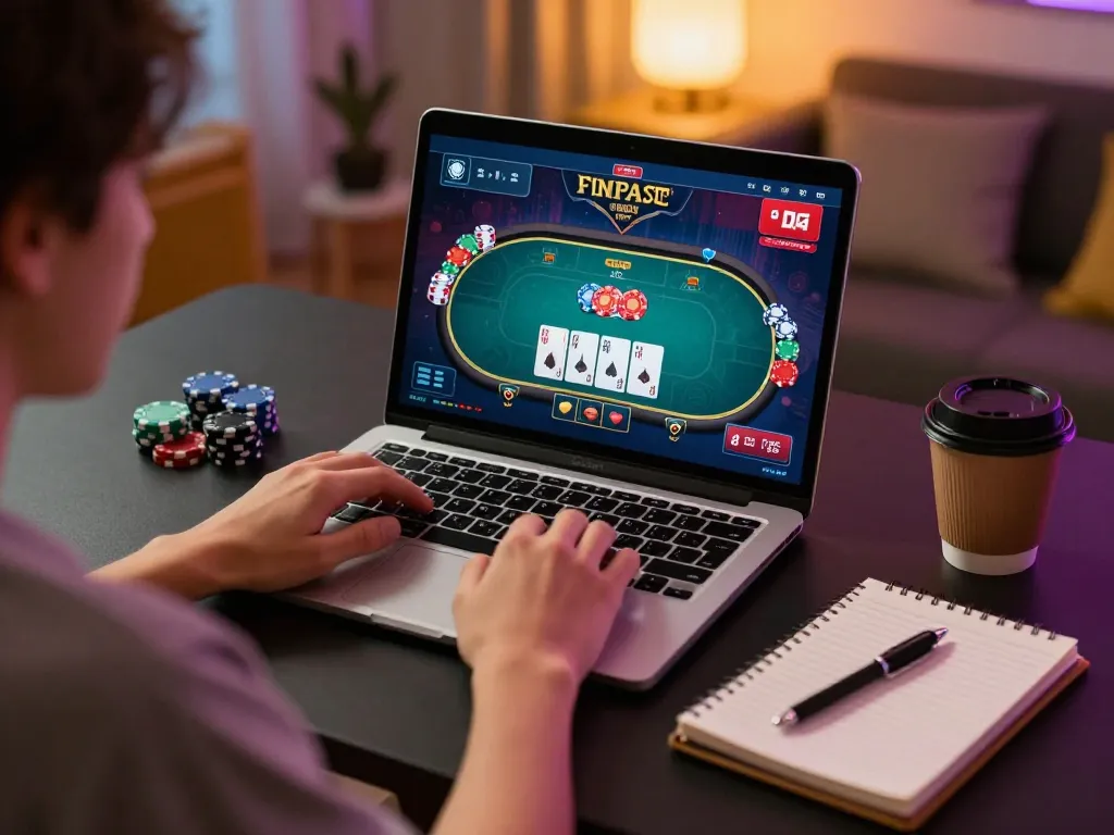 Engaging in strategic online casino gaming at TR88 with poker interface displayed