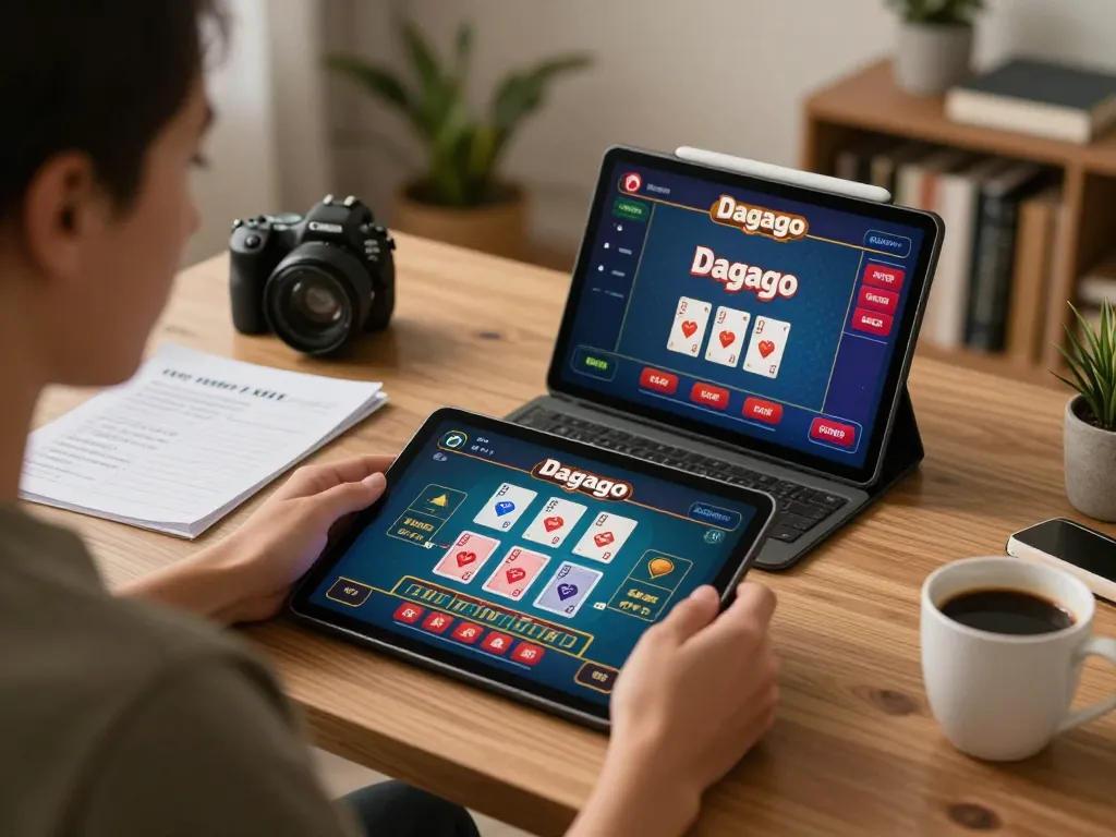 Player engaging with a live dealer game on dagago from a cozy home office.
