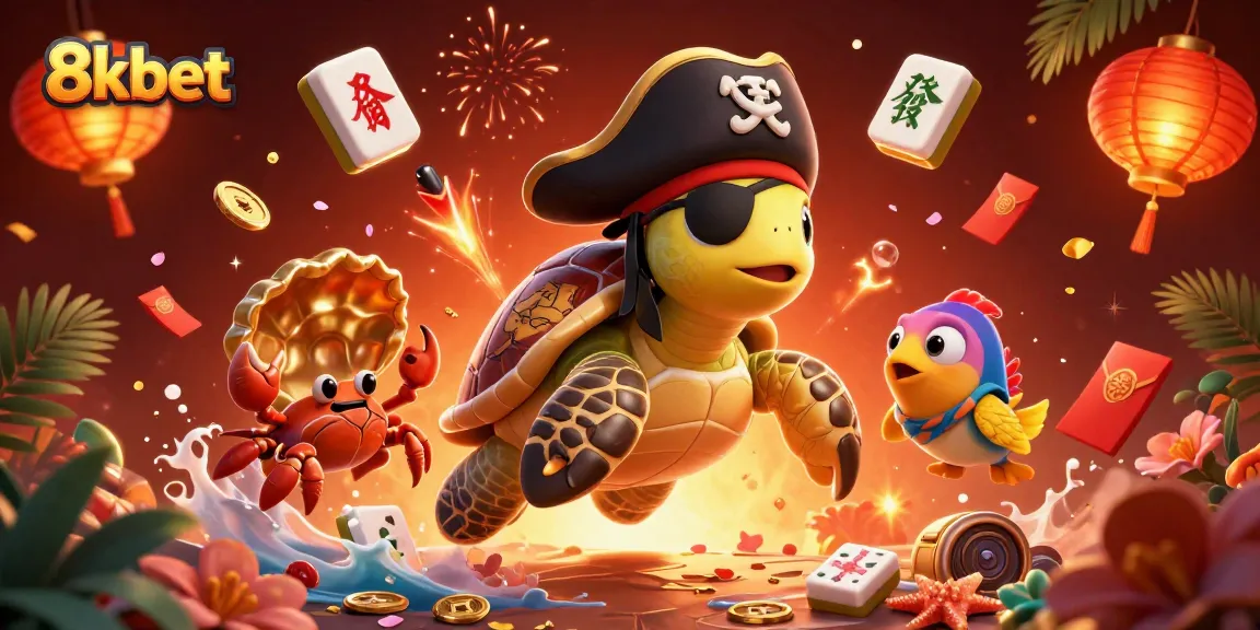 Engage in thrilling entertainment at 8xbet with dynamic characters celebrating gaming fortunes above sunken treasure.