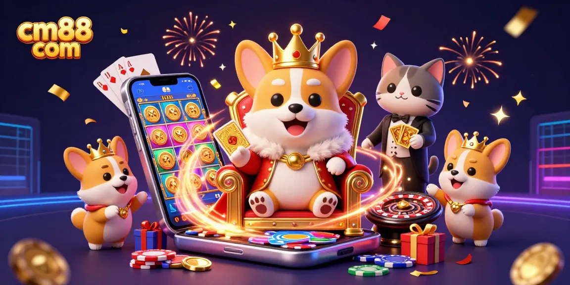 Experience thrill at cm88 com with vibrant slot games and charming characters in a festive casino setting.