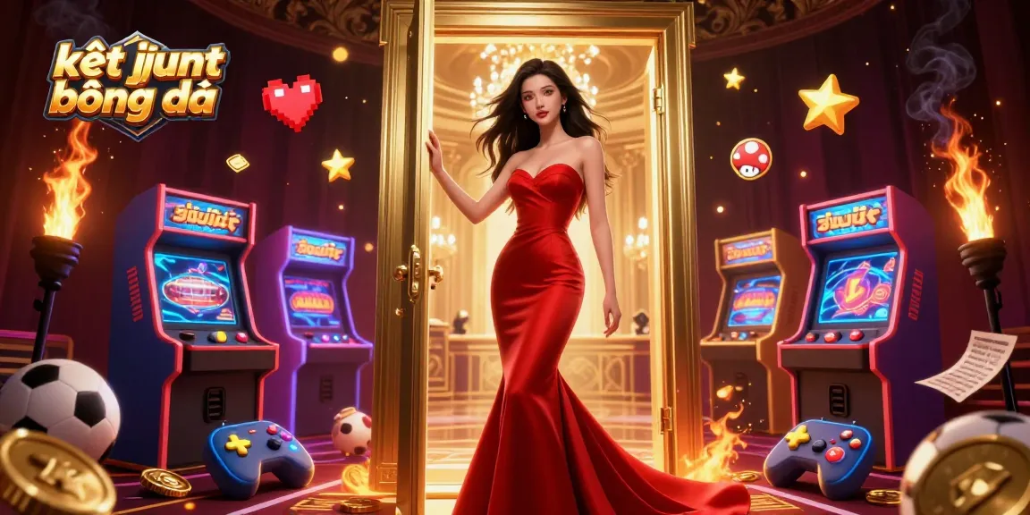 Kết quả bóng đá depicted through a photorealistic Asian woman in a luxurious casino doorway, highlighting vibrant gambling elements.
