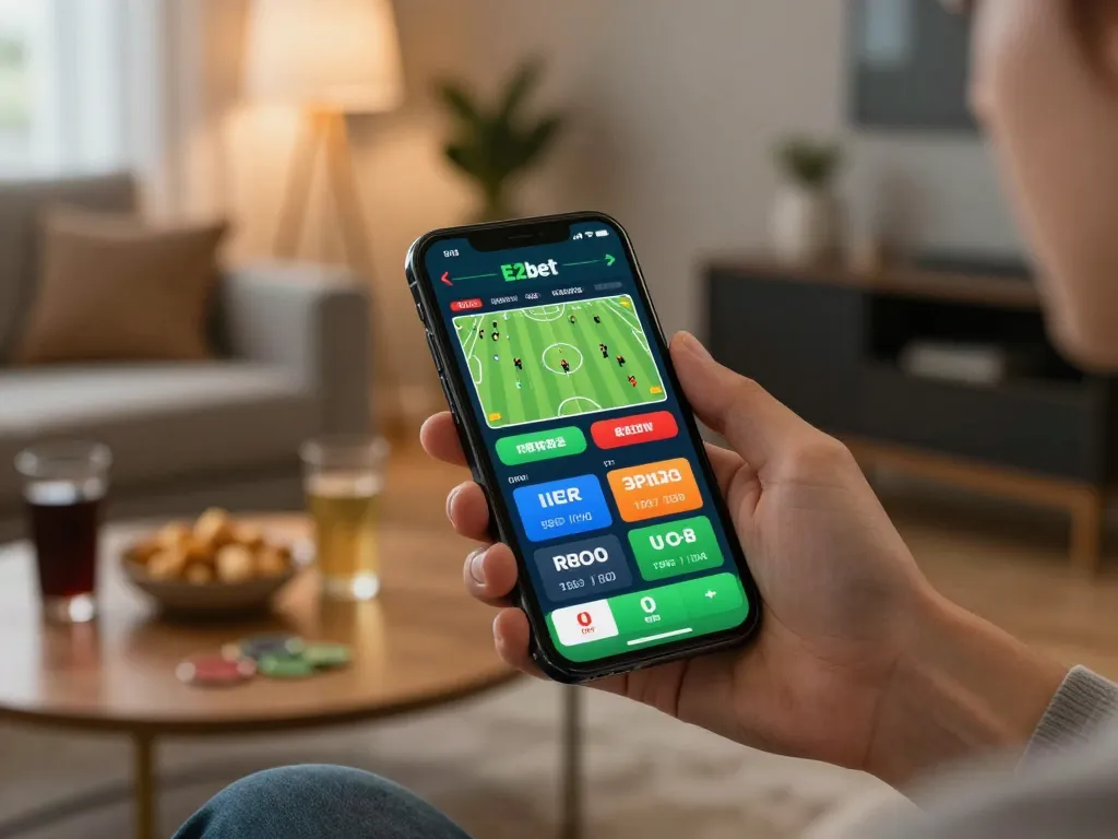 E2bet mobile app showing live betting options while enjoying home gaming experience