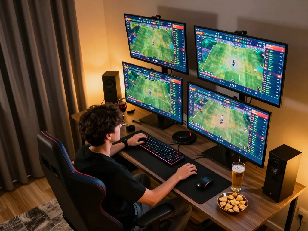 Experience dynamic sports betting at XX88 with a modern gaming setup showcasing live odds.