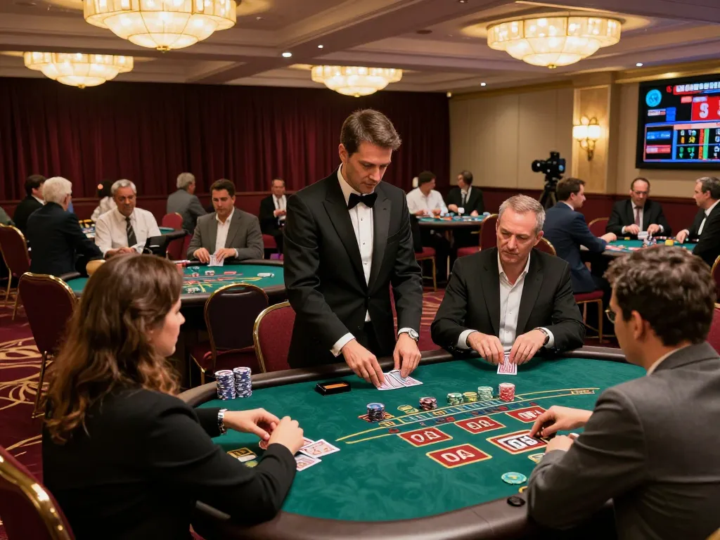Players excitedly engaging at the blackjack tables in nhà cái 789win, showcasing vibrant casino atmosphere.