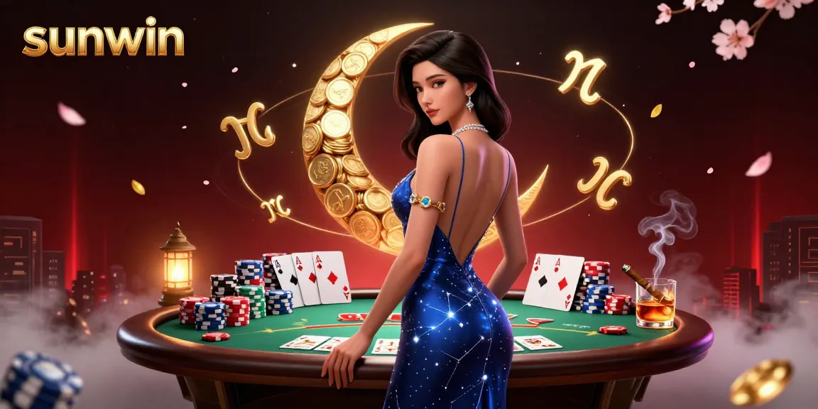 Experience thrilling poker action at sunwin featuring an elegant woman in a casino night scene.