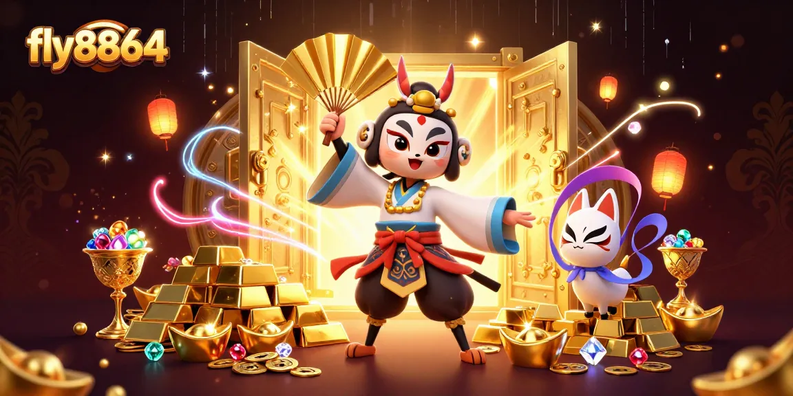 Engage in thrilling gameplay at fly8864 with kabuki warrior and treasures overflowing.