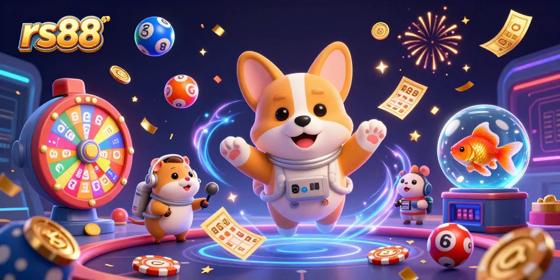 Join the fun at rs88 as a corgi astronaut plays in a space casino filled with vibrant gambling elements.