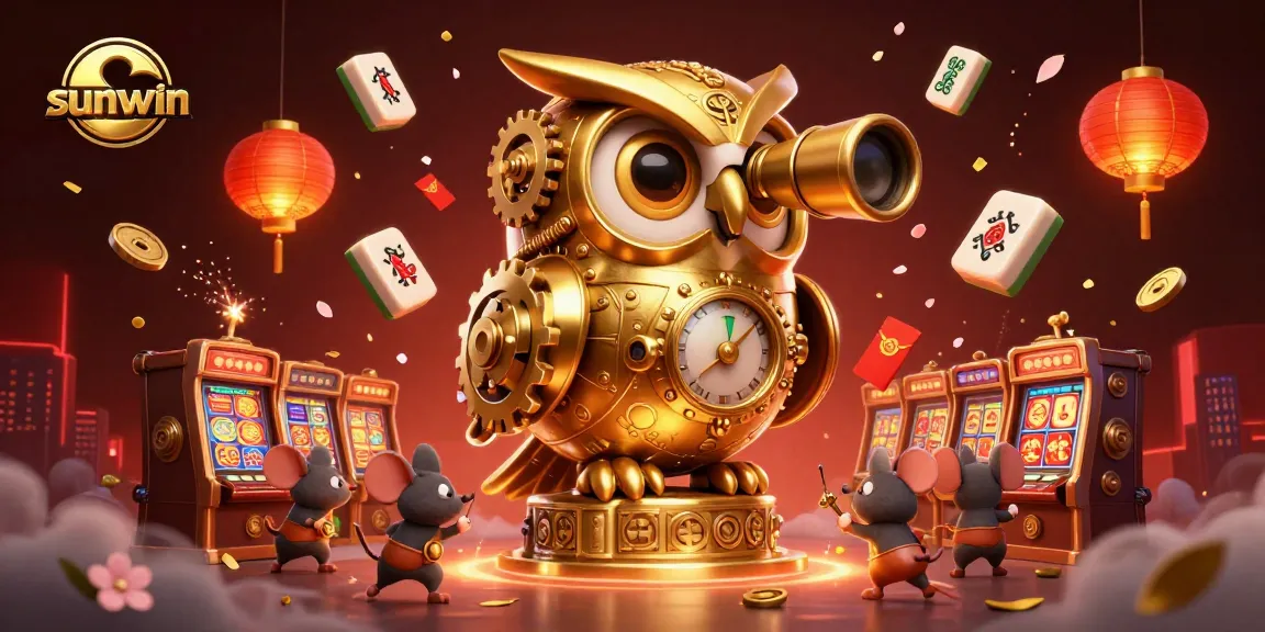 Engage in thrilling gaming adventures at Sunwin’s vibrant casino floor with captivating characters and festive decor.