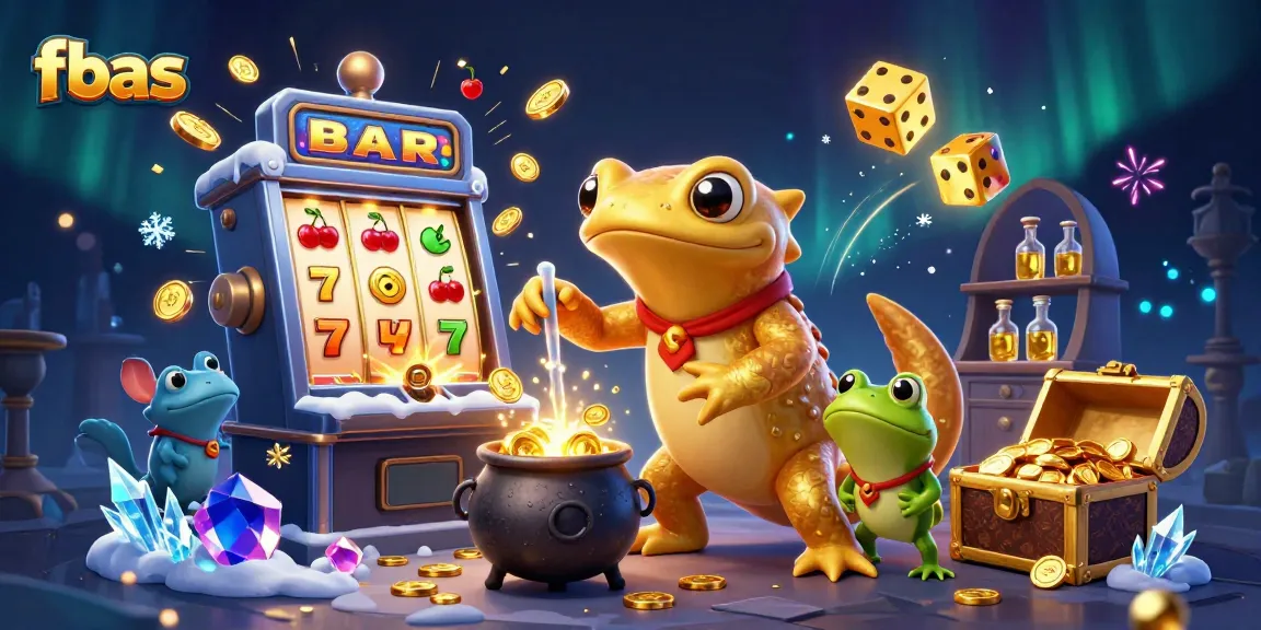 fbas showcases a golden salamander alchemist creating coins amidst vibrant casino elements.