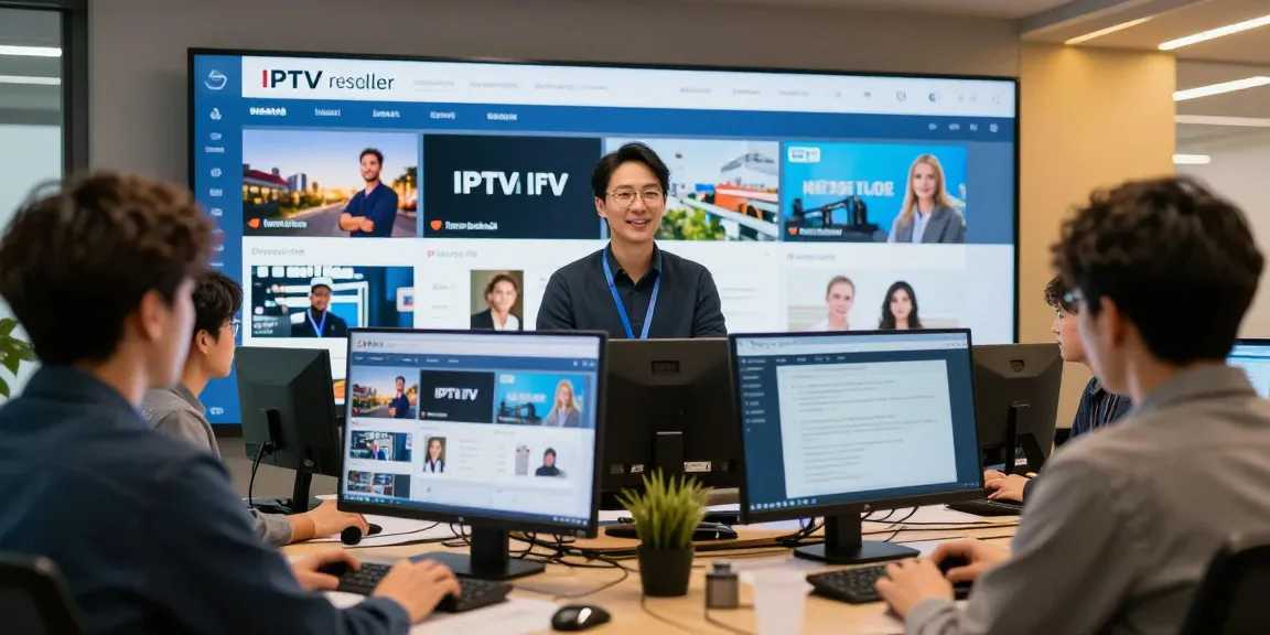 Best IPTV Panel Provider showcasing a licensed professional in a modern office environment focused on community service.