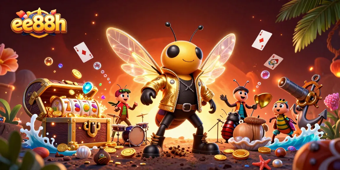 Win big with EE88H: 3D vibrant casino scene with golden treasures and exciting characters